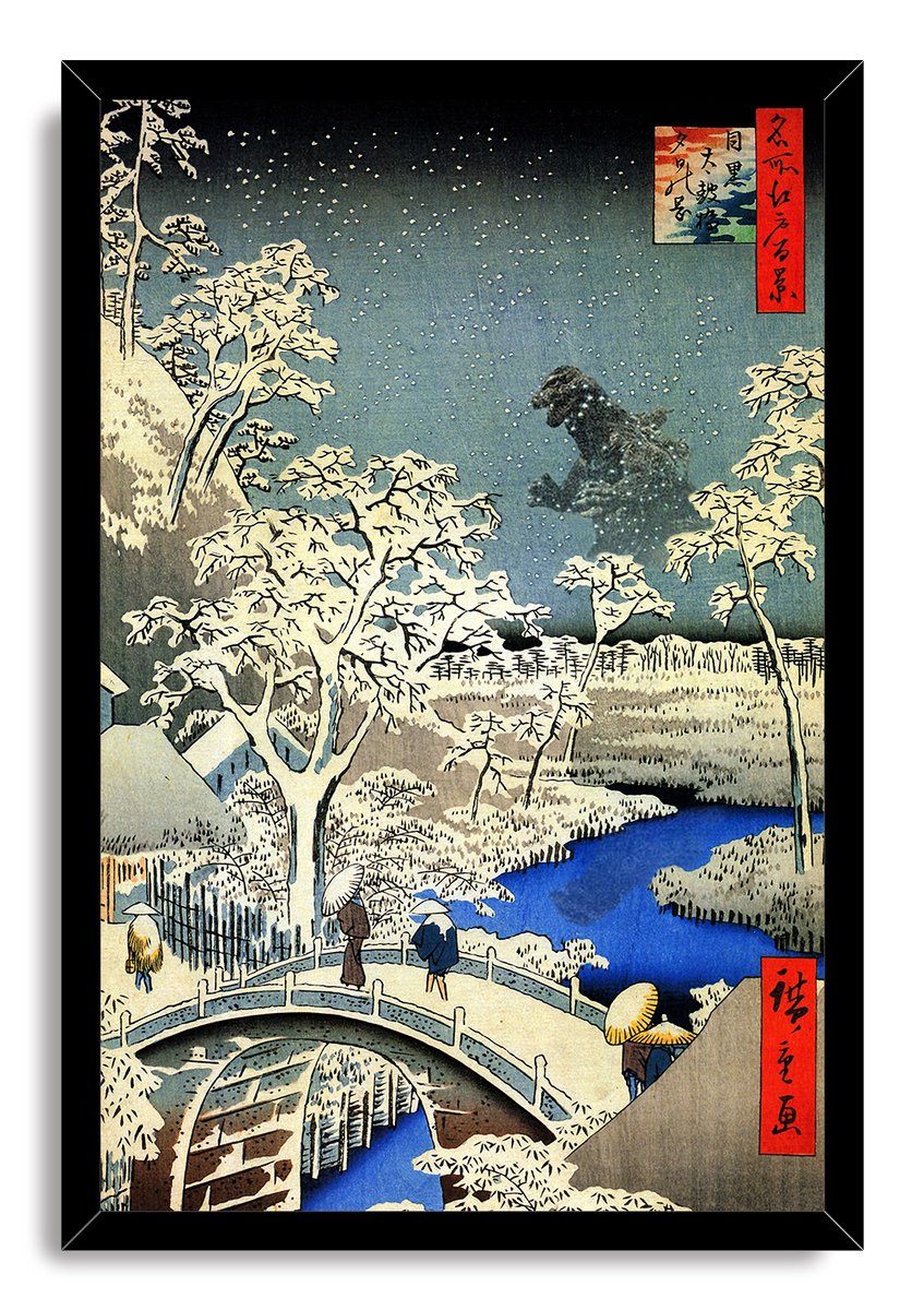 Godzilla Ukiyo-e Winter Landscape Decorative Painting (paper and canvas) art poster printing print
