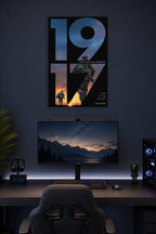 1917 Movie War Soldiers in a gaming desk setup above a monitor.