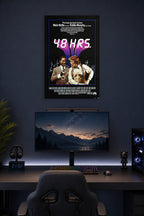 48 Hrs. Movie Poster Nick Nolte Eddie Murphy in a gaming desk setup above a monitor.