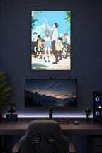 A Silent Voice Anime Movie Characters in a gaming desk setup above a monitor.