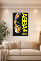 ABBA THE MOVIE in a bright living room above a beige sofa.