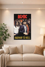 AC/DC-Highway To Hell Music in a bright living room above a beige sofa.