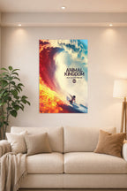 Animal Kingdom Fire and Water Wave Surfer in a bright living room above a beige sofa.