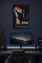 Antonio Banderas Desperado in a gaming desk setup above a monitor.