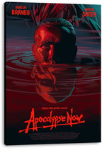 Apocalypse Now canvas wall art print displays a red and teal submerged male portrait, with a visible black canvas edge.