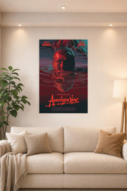 Apocalypse Now Movie Poster in a bright living room above a beige sofa.