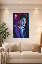 Archie Andrews Riverdale in a bright living room above a beige sofa.