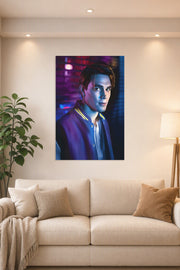 Archie Andrews Riverdale in a bright living room above a beige sofa.