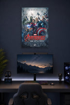 Avengers Age of Ultron Team in a gaming desk setup above a monitor.
