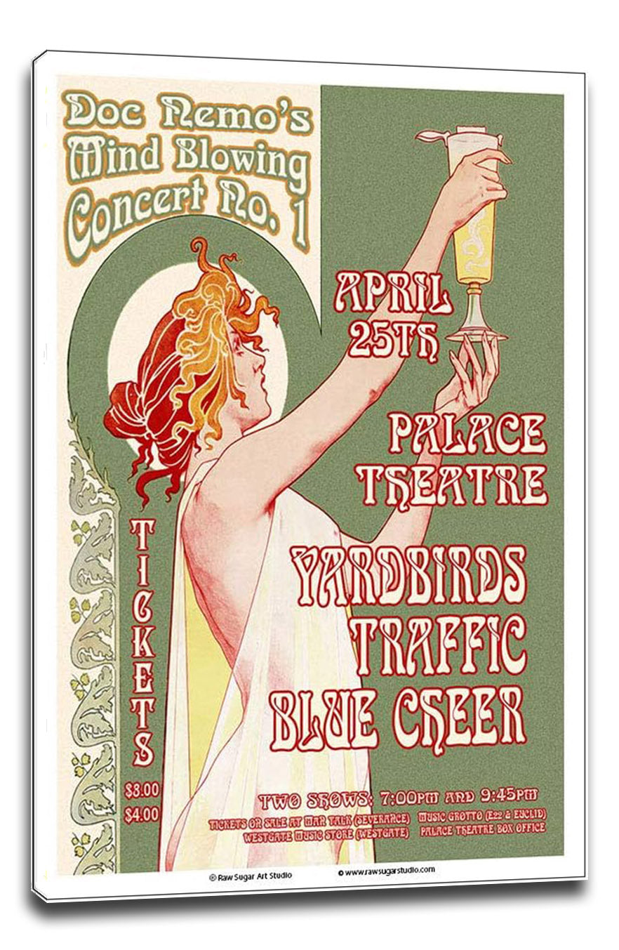 Yardbirds/Traffic/Led Zeppelin 1968 Cleveland Concert Music (Paper and Canvas) Art Poster Printing Print
