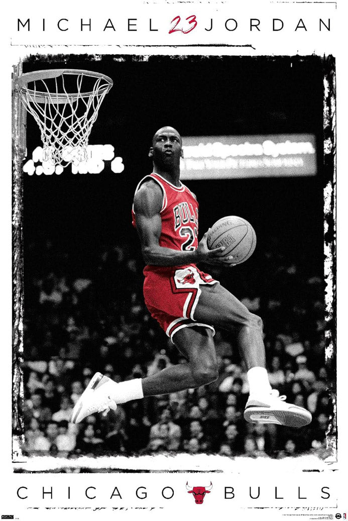 Michael Jordan - Dunk Wall NBA (Paper and Canvas) Art Poster Printing Print