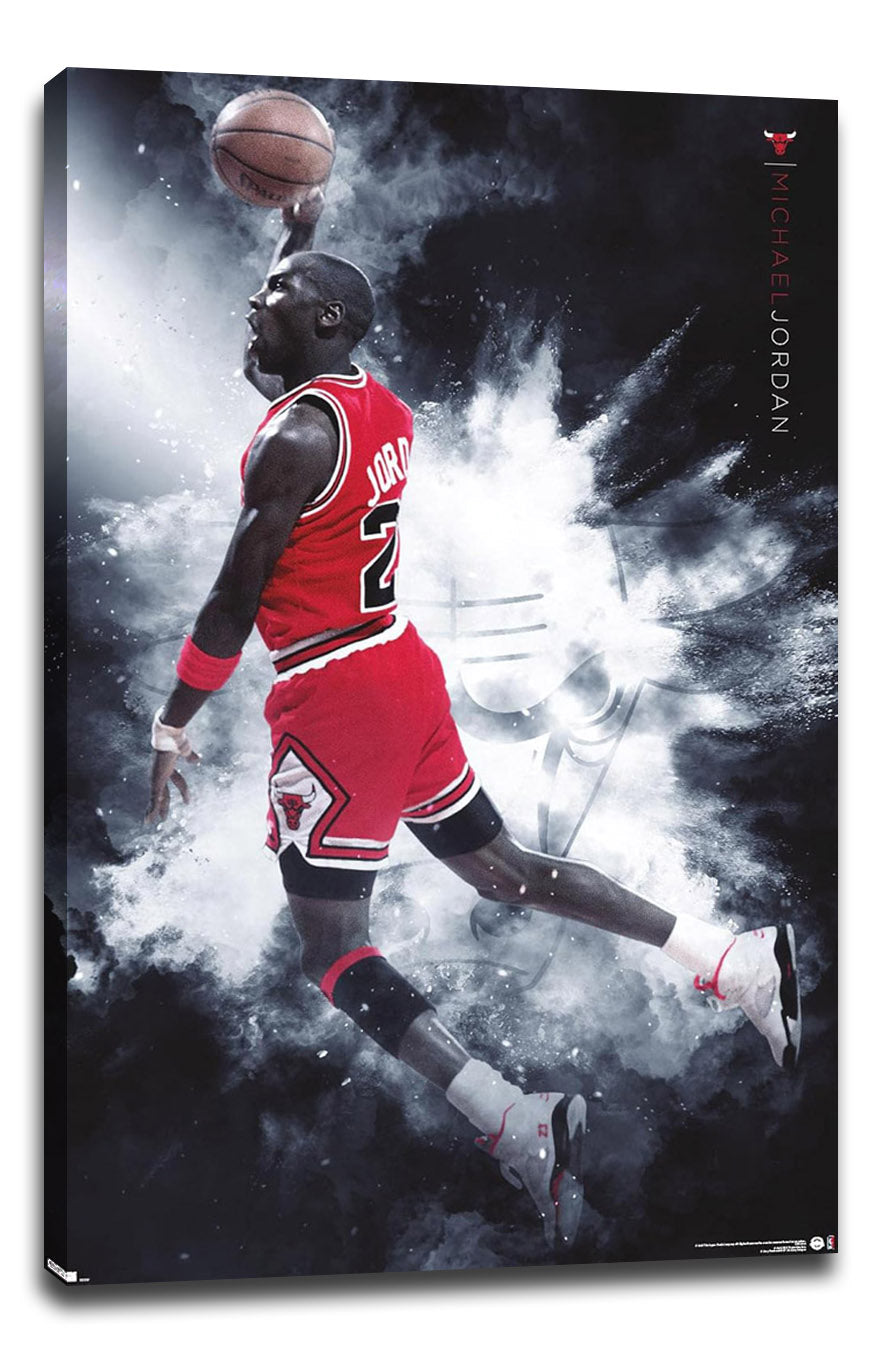 Michael Jordan - Burst Wall NBA (Paper and Canvas) Art Poster Printing Print