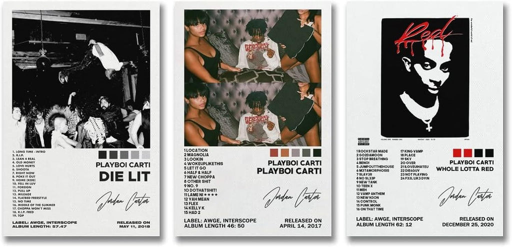 Playboi Carti Poster Album Cover Decorative Painting 3PC (paper and canvas) art poster printing print