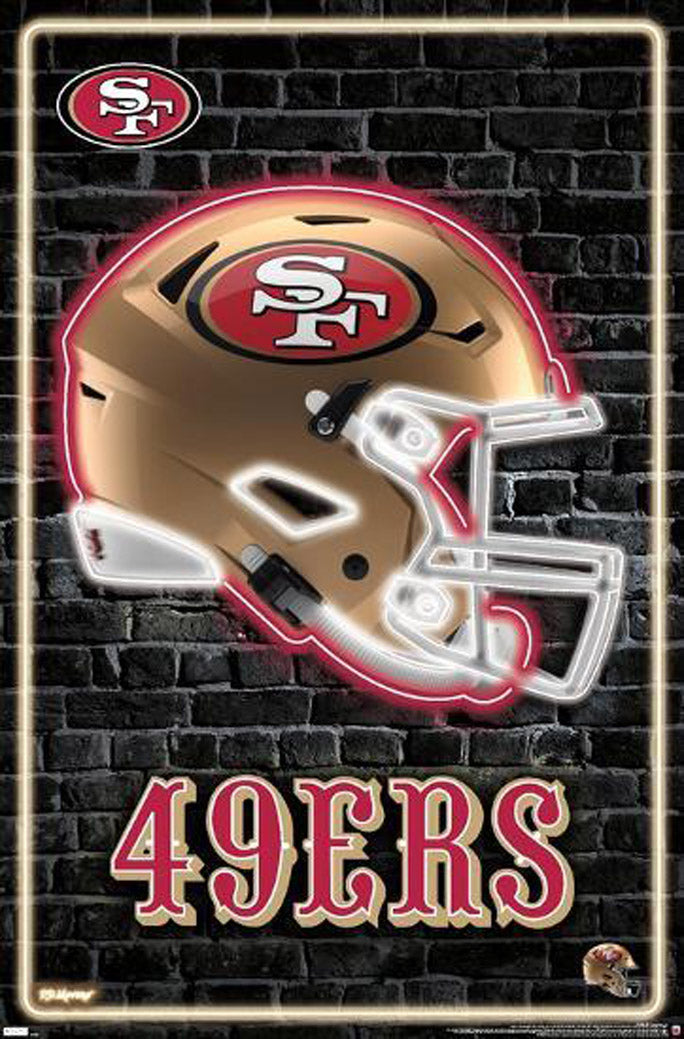 NFL San Francisco 49ers - Neon Helmet 23 NFL (Paper and Canvas) Art Poster Printing Print