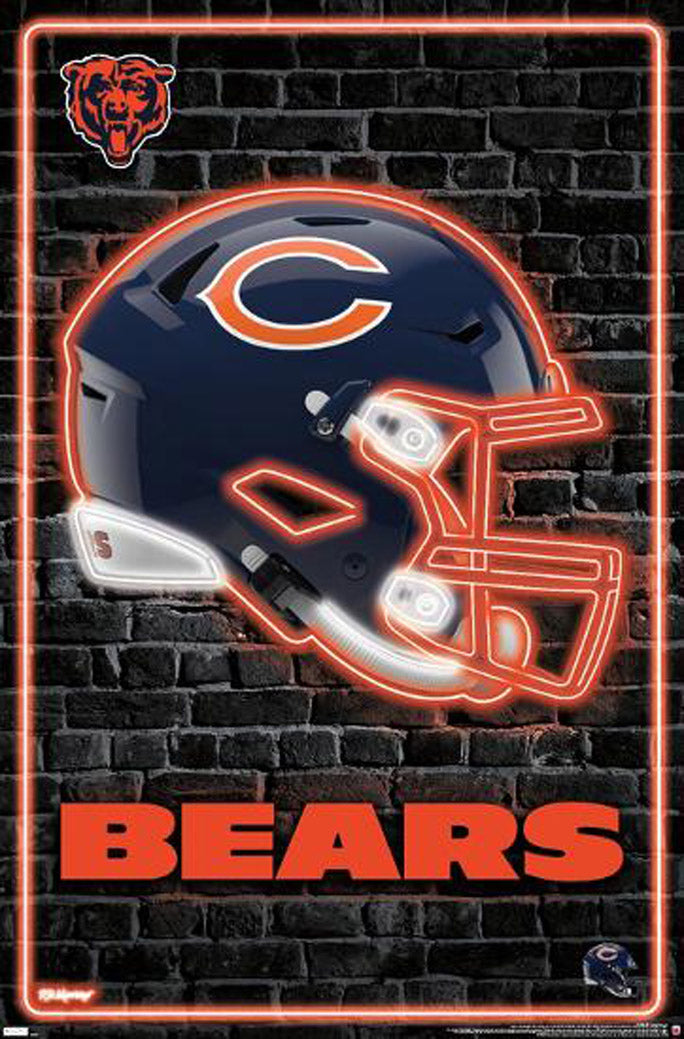 NFL Chicago Bears - Neon Helmet 23 NFL (Paper and Canvas) Art Poster Printing Print