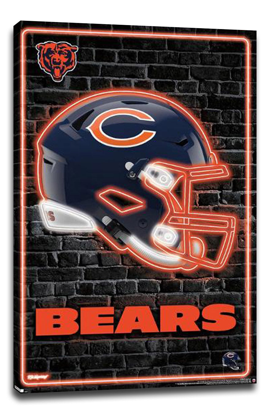 NFL Chicago Bears - Neon Helmet 23 NFL (Paper and Canvas) Art Poster Printing Print