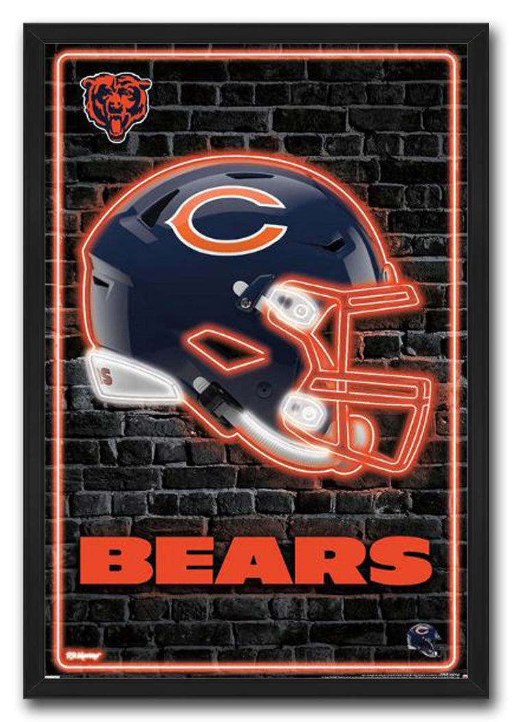 NFL Chicago Bears - Neon Helmet 23 NFL (Paper and Canvas) Art Poster Printing Print