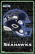 NFL Seattle Seahawks - Neon Helmet 23 NFL (Paper and Canvas) Art Poster Printing Print