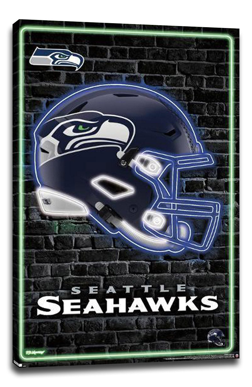 NFL Seattle Seahawks - Neon Helmet 23 NFL (Paper and Canvas) Art Poster Printing Print