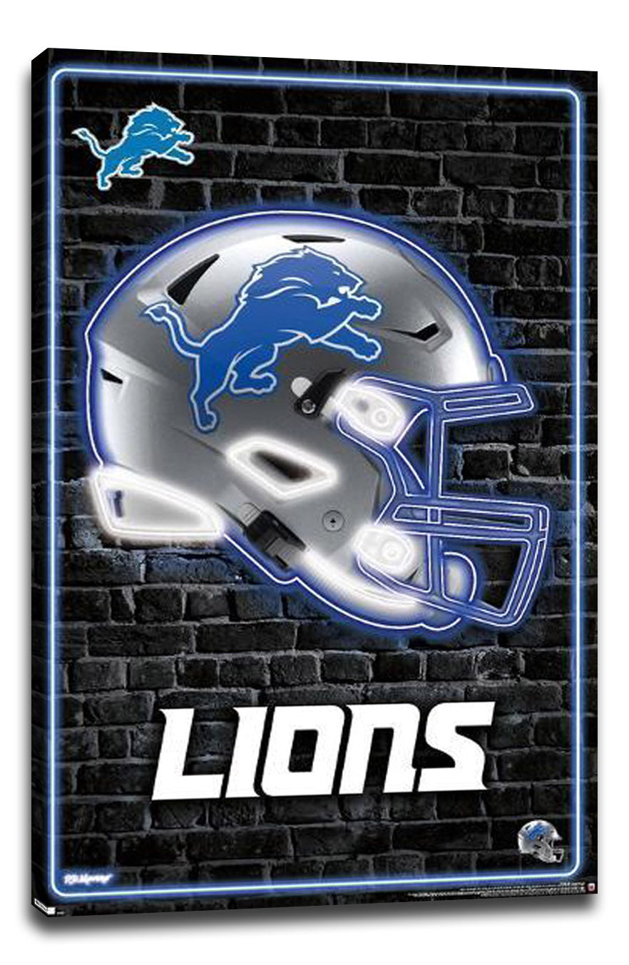 NFL Detroit Lions - Neon Helmet 23 NFL (Paper and Canvas) Art Poster Printing Print