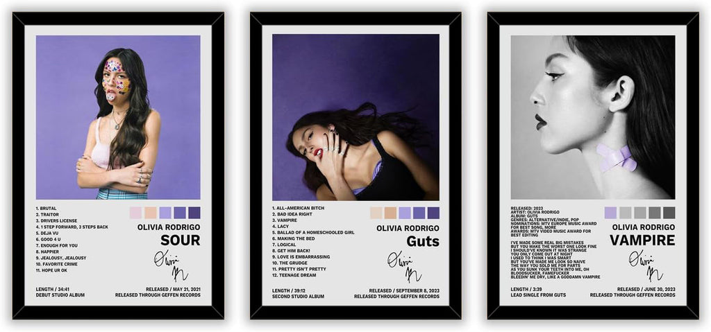 Olivia Rodrigo Poster A Set of 3 Album Decorative Painting (paper and canvas) art poster printing print