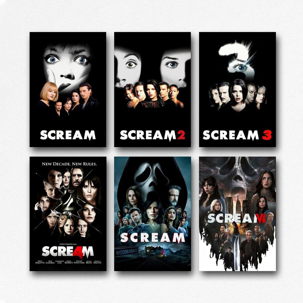 Scream Set of 6 Vintage Horror Movie Poster (paper and canvas) art poster printing print