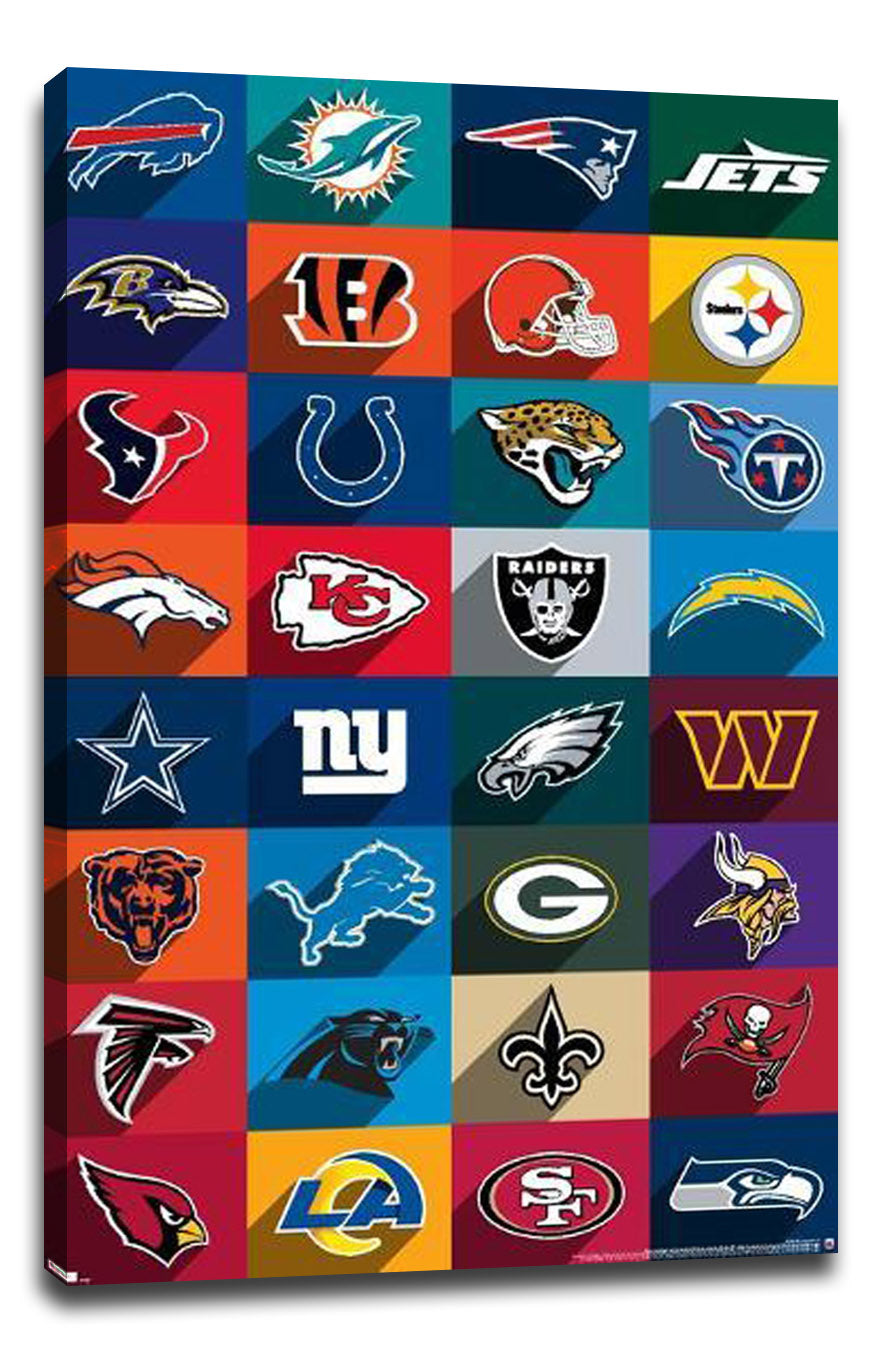 NFL League - Logos 24 NFL (Paper and Canvas) Art Poster Printing Print
