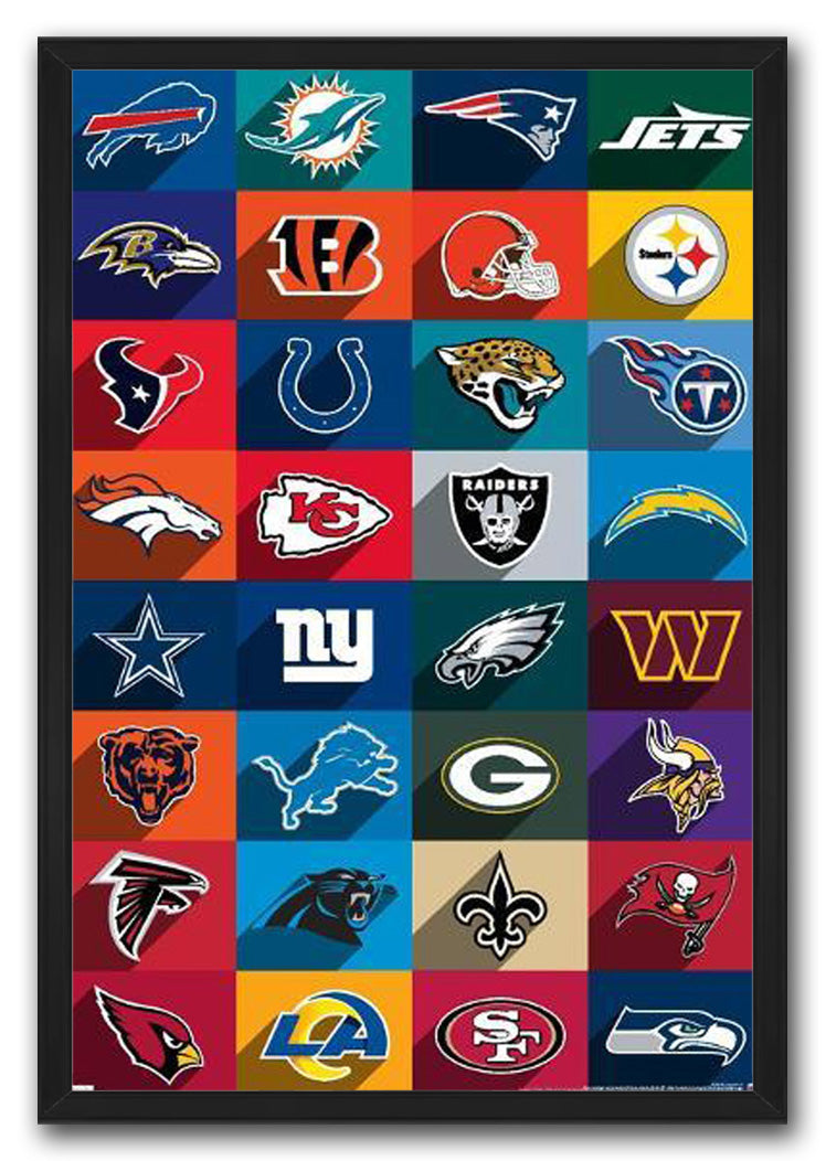 NFL League - Logos 24 NFL (Paper and Canvas) Art Poster Printing Print
