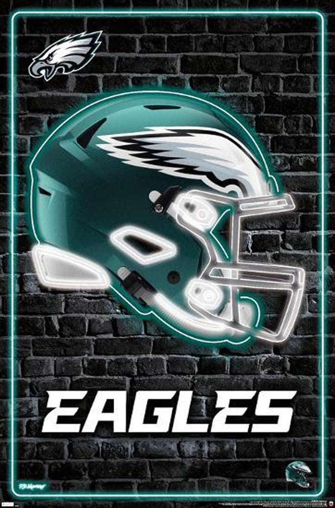NFL Philadelphia Eagles - Neon Helmet 23 NFL (Paper and Canvas) Art Poster Printing Print