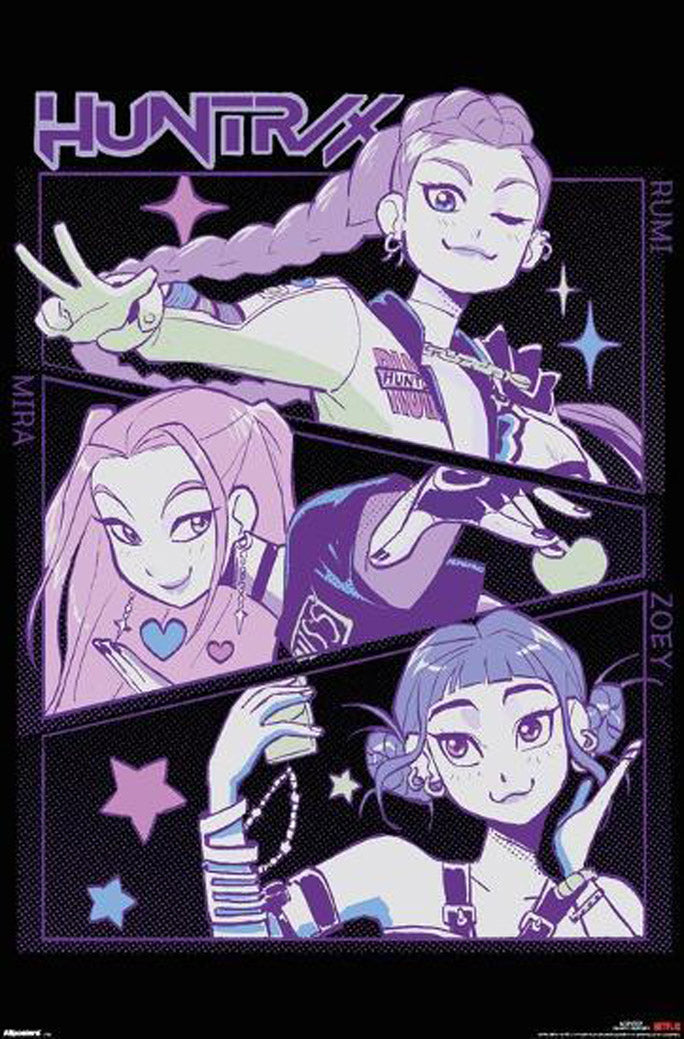KPop Demon Hunters (2025) - Huntrix Illustration Movie (Paper and Canvas) Art Poster Printing Print