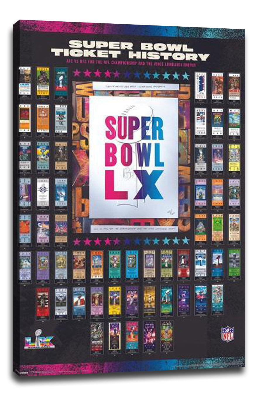 NFL League - Super Bowl LX Ticket Collage NFL (Paper and Canvas) Art Poster Printing Print
