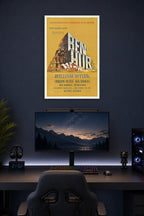 Ben-Hur Movie Poster in a gaming desk setup above a monitor.