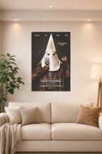 BlacKkKlansman Movie Poster in a bright living room above a beige sofa.