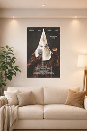 BlacKkKlansman Movie Poster in a bright living room above a beige sofa.