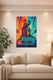 Blade Runner 2045 Movie Poster in a bright living room above a beige sofa.
