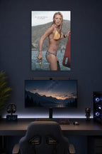 Blake Lively The Shallows Movie Poster in a gaming desk setup above a monitor.
