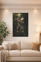 Bloodhound Apex Legends in a bright living room above a beige sofa.