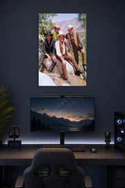 Bonanza TV Show Cast in a gaming desk setup above a monitor.