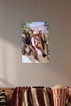 Bonanza TV Show Cast in a cozy movie room above a brown sofa with popcorn.