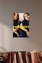 Booksmart Movie in a cozy movie room above a brown sofa with popcorn.