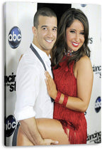 Bristol Palin and Mark Ballas canvas wall art print features the pair embracing, with her red fringed dance dress prominent.