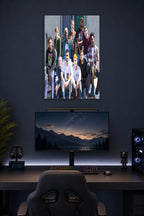 Brockhampton Music Collective in a gaming desk setup above a monitor.