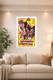 Cannibal Holocaust Movie Poster in a bright living room above a beige sofa.