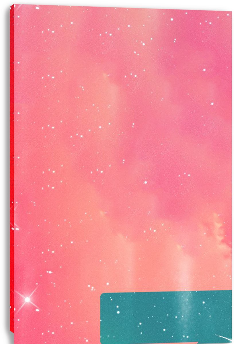 Chance the Rapper canvas wall art displays a close-up of pink clouds, scattered white stars, and part of a teal number 3.
