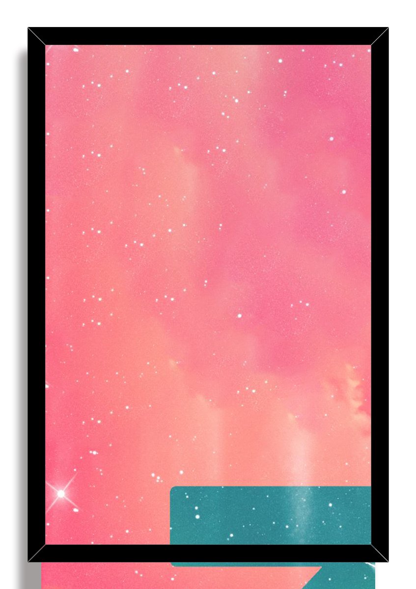 Chance the Rapper framed wall art print presents a pink cosmic sky with stars and a cropped teal number 3 in a black frame.