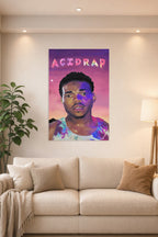 Chance the Rapper Acid Rap Album Art in a bright living room above a beige sofa.