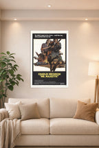 Charles Bronson Mr. Majestyk Movie Poster in a bright living room above a beige sofa.