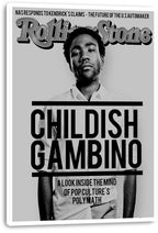 Childish Gambino canvas wall art print presents a grayscale magazine-cover portrait with large black title lettering.