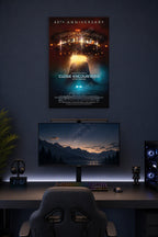 Close Encounters of the Third Kind Movie in a gaming desk setup above a monitor.