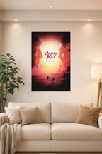 Cobra Kai in a bright living room above a beige sofa.